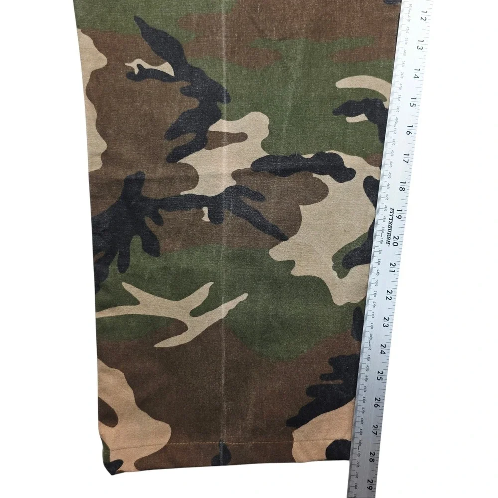 Mens Vintage Woodland Camo Utility Pants Straight Leg Cargo Trousers 39x28